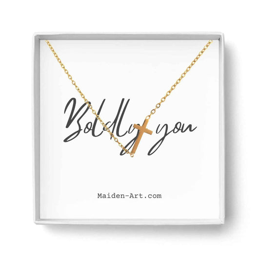14K gold necklace | Gold Plated Cross Pendant Necklace - Woven With Purpose