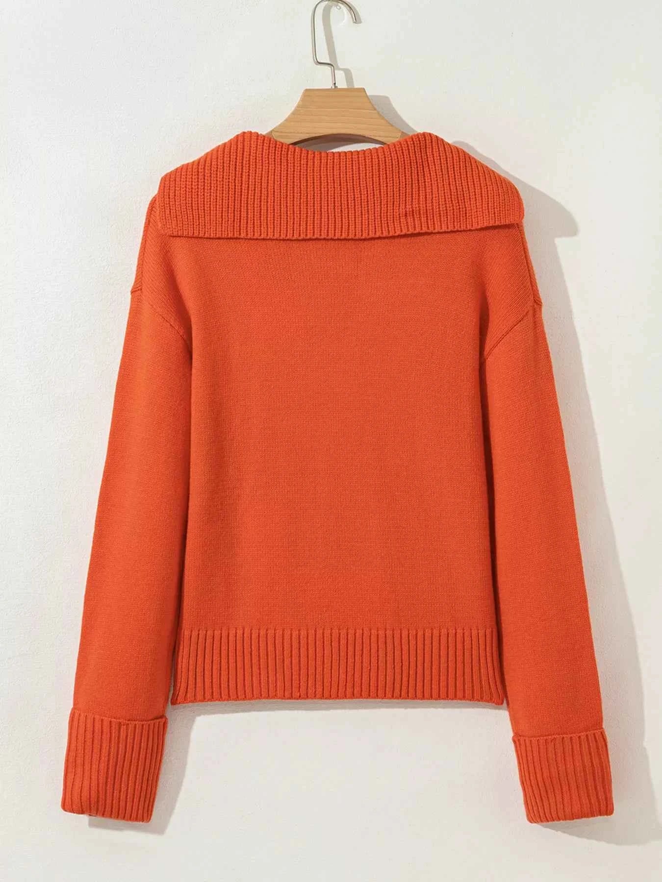 Collared V Neck Ribbed Edge Sweater - Woven With Purpose