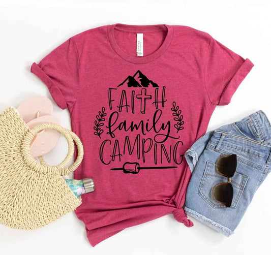 Faith Family Camping T-shirt - Woven With Purpose