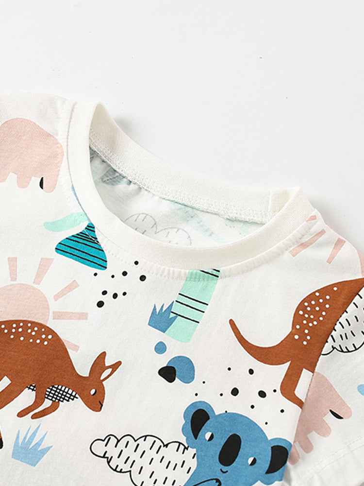 Boys’ Animals Cartoon Pattern Short Sleeves T-Shirt In European And American Style For Summer