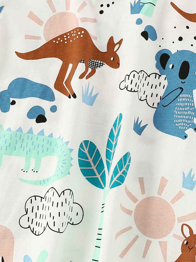 Boys’ Animals Cartoon Pattern Short Sleeves T-Shirt In European And American Style For Summer